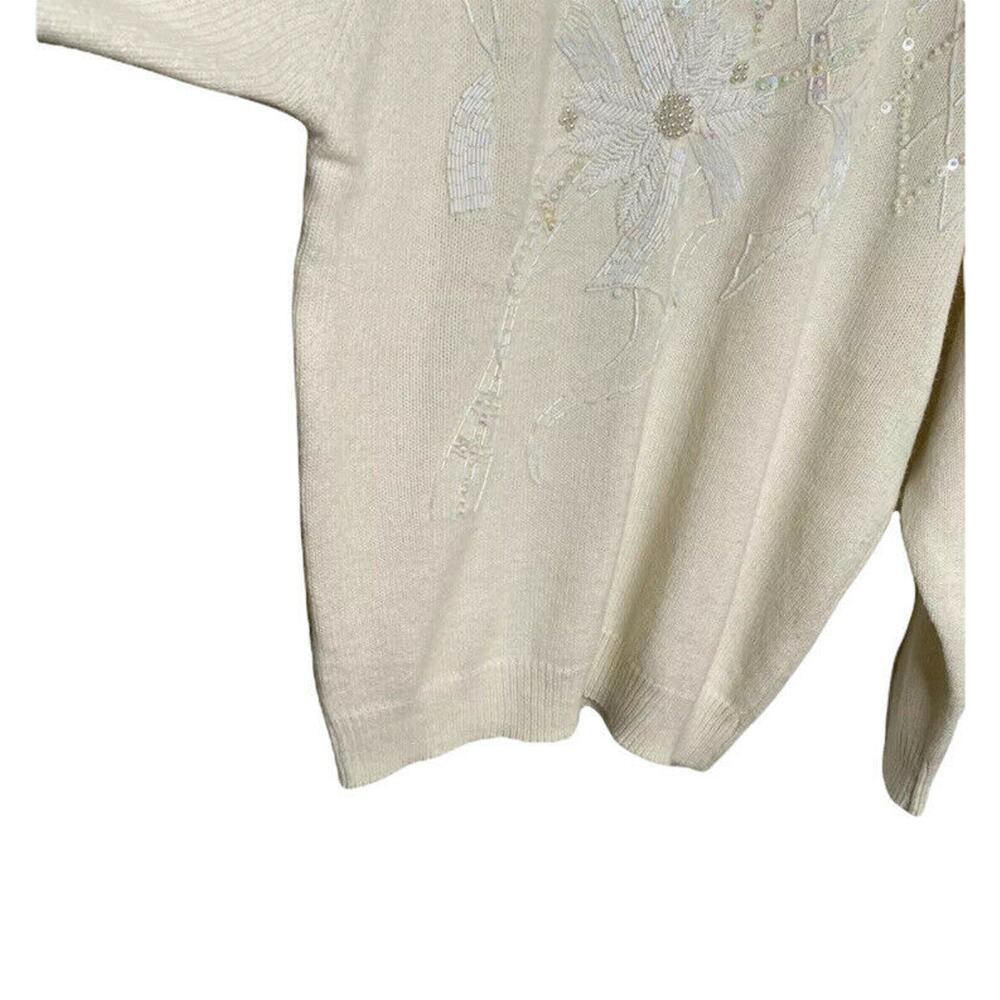 Alfred Dunner Plus Knightsbridge Embellished sweater Ivory Sz Large crew neck - Picture 3 of 11